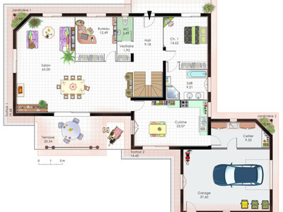 Plan habillé Rdc - maison - Maison contemporaine 10
