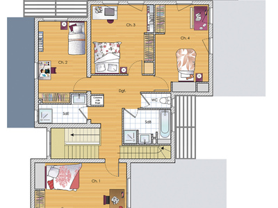 Plan habillé Etage - maison - Une maison en bois