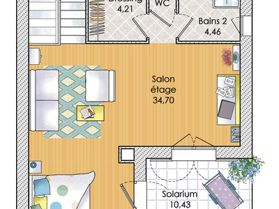 Plan habillé Etage - maison - Une maison aux lignes inspirées du passé