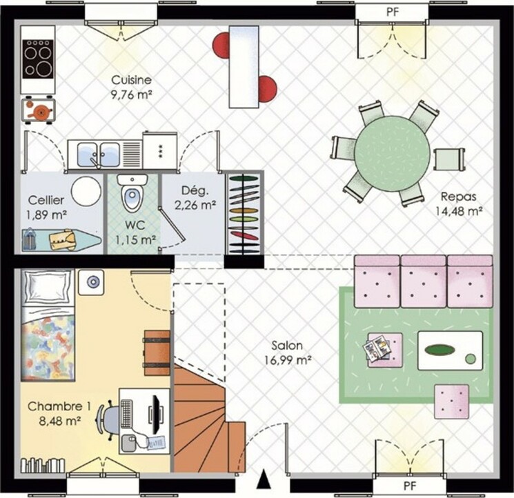 Plan maison meublé - Maison urbaine