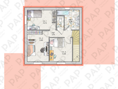 Plan habillé Etage - maison - Une maison à part