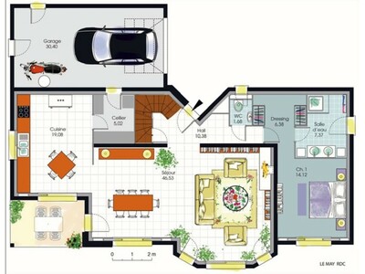 Plan habillé Rdc - maison - Maison de caractère 1