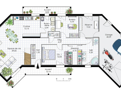 Plan habillé Rdc - maison - Demeure spacieuse 2