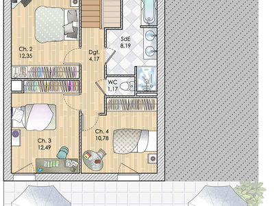 Plan habillé Etage - maison - Une maison de 126 m2 en Bretagne