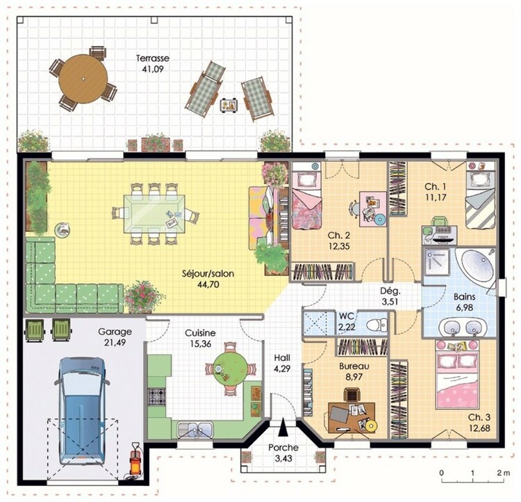 Plan maison meublé - Maison contemporaine 4