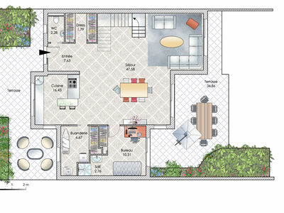 Plan habillé Rdc - maison - Un joli bijou contemporain