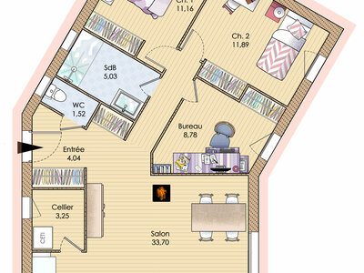 Plan habillé Rdc - maison - Une maison écologique et contemporaine