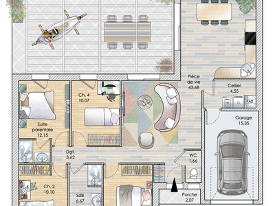 Plan habillé Rdc - maison - La partition