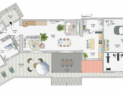Plan habillé Rdc - maison - Une maison qui joue avec la lumière