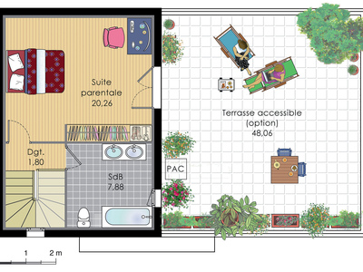 Plan habillé Etage - maison - Villa écoconstructive