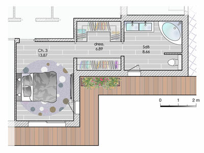 Plan habillé Zoom - maison - Une maison normande contemporaine