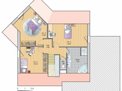 Plan habillé Etage - maison - Une maison qui revisite le passé