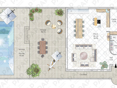 Plan habillé Rdc - maison - Une maison renversante