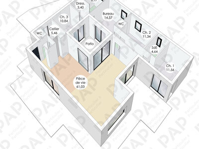 Plan habillé Zoom - maison - Finistère : une maison entre lumière et performance