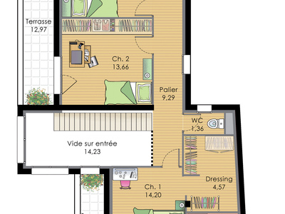 Plan habillé Etage - maison - Vaste maison contemporaine