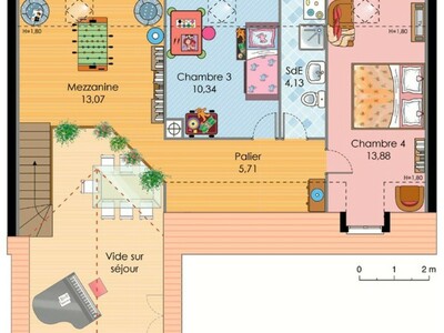 Plan habillé Etage - maison - Maison familiale 1