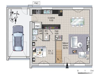 Plan habillé Rdc - maison - Econome sur tous les plans