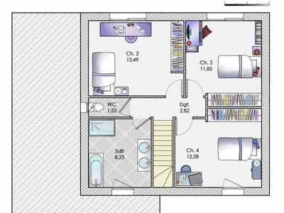 Plan habillé Etage - maison - Une maison pourvue d'un Lumicene