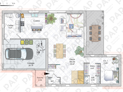 Plan habillé Rdc - maison - Une maison connectée à la lumière