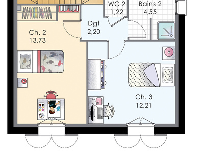 Plan habillé Etage - maison - Maison BBC 4