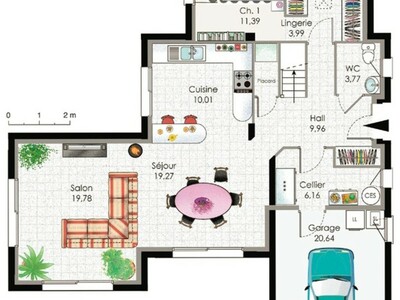 Plan habillé Rdc - maison - Maison contemporaine 2