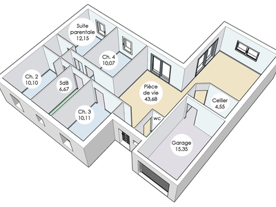 Plan habillé Zoom - maison - La partition