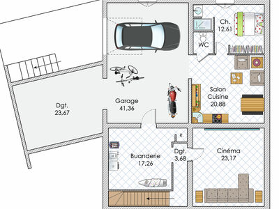 Plan habillé Soussol - maison - Une maison évolutive et innovante