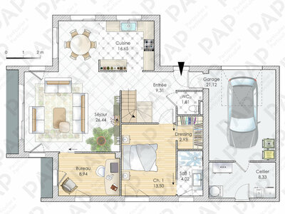 Plan habillé Rdc - maison - Une maison qui joue avec la lumière