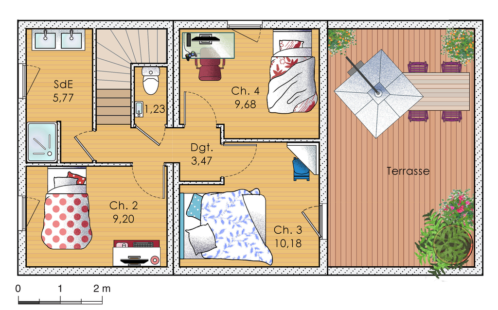 Plan maison meublé - Une maison modulaire et écologique