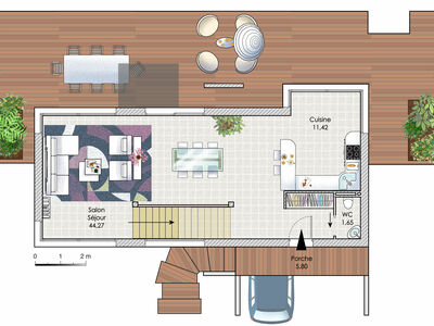 Plan habillé Rdc - maison - Une maison design