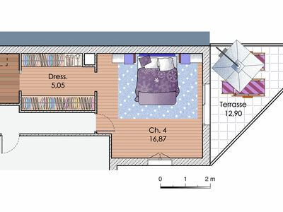 Plan habillé Zoom - maison - Une maison à l'allure à la fois classique et contemporaine