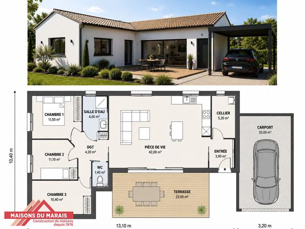 Maison 90&nbsp;m² à construire Saint-Maurice-le-Girard (85390)