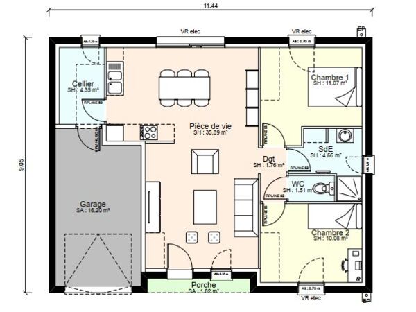 Maison 65&nbsp;m² à construire Bignoux (86800)