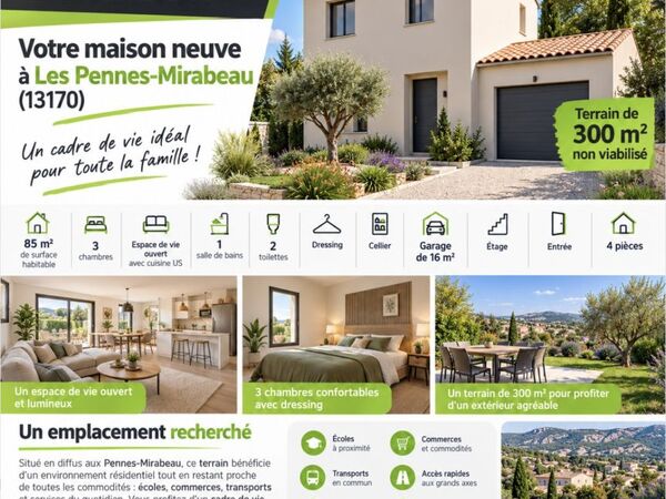 Maison 85&nbsp;m² à construire Les Pennes-Mirabeau (13170)