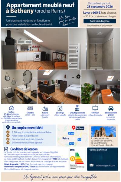 Location appartement studio Bétheny (51450)