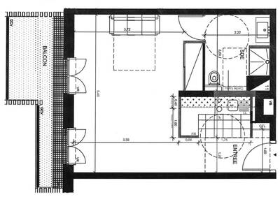 Location appartement studio Paris 17e