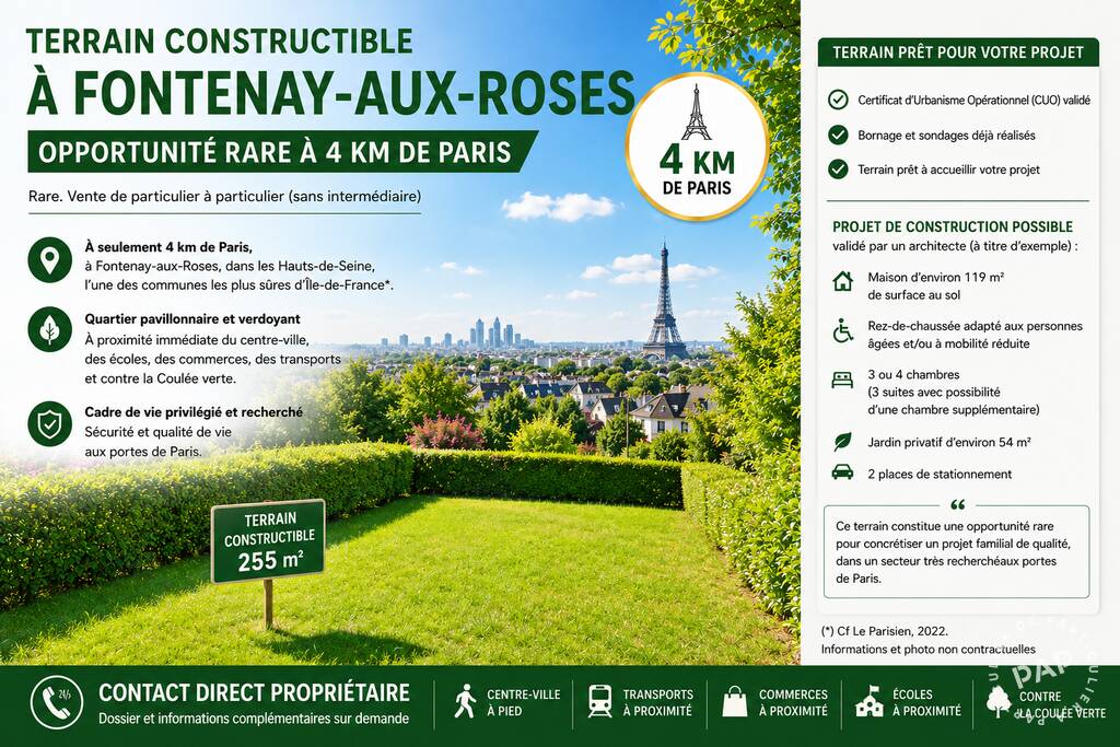 Terrain 119 m² · à Fontenay-aux-Roses · 119 m² · 330 000 €