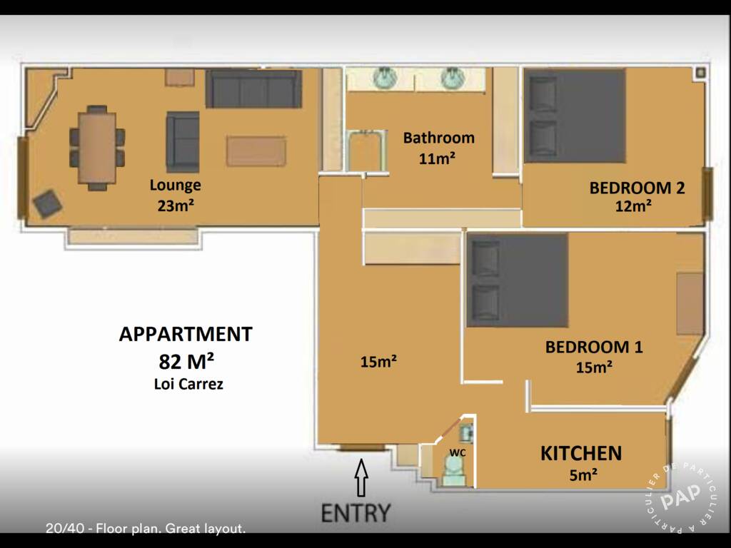 Appartement a louer paris-1er-arrondissement - 3 pièce(s) - 82 m2 - Surfyn