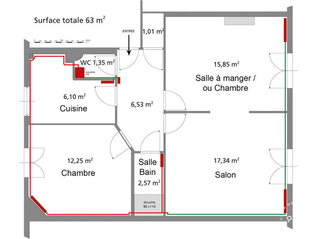 Appartement a vendre  - 3 pièce(s) - 63.5 m2 - Surfyn