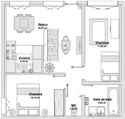 Vente appartement 3 pièces Pérenchies (59840)