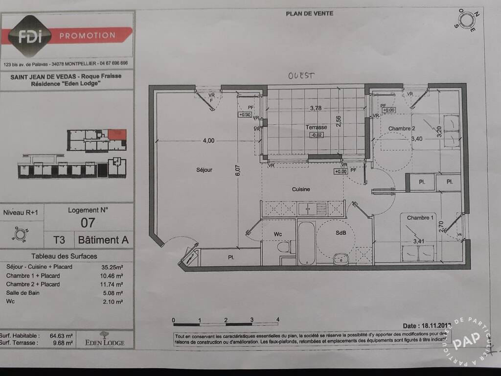 Vente appartement pièces 65 m² Saint-Jean-De-Védas (34430) 65