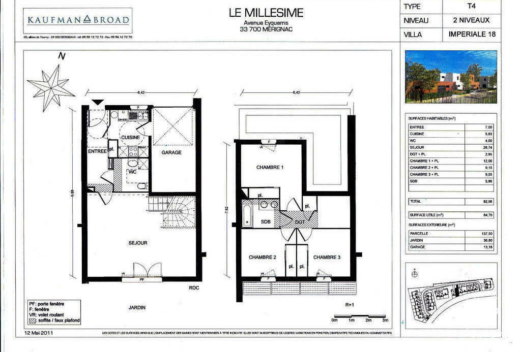 Maison 330.000&nbsp;&euro; 84&nbsp;m² Mérignac (33700)