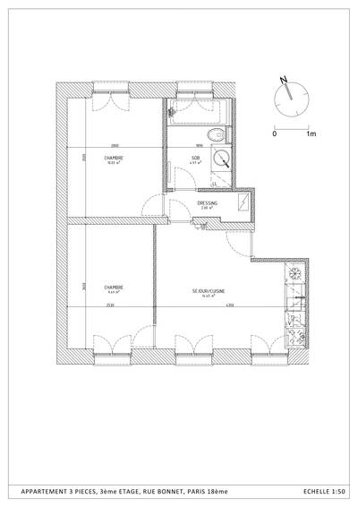 Vente appartement 3 pièces Paris 18e