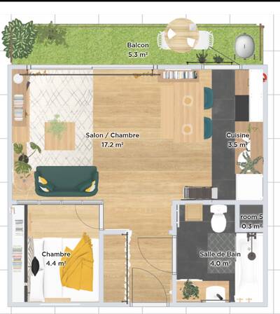 Location appartement studio Paris 19e