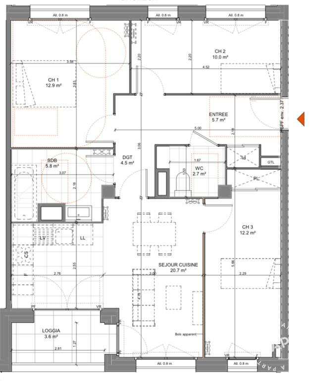 Appartement a louer bagneux - 4 pièce(s) - 75 m2 - Surfyn