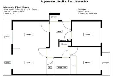 Location appartement 3 pièces Neuilly-sur-Seine (92200)