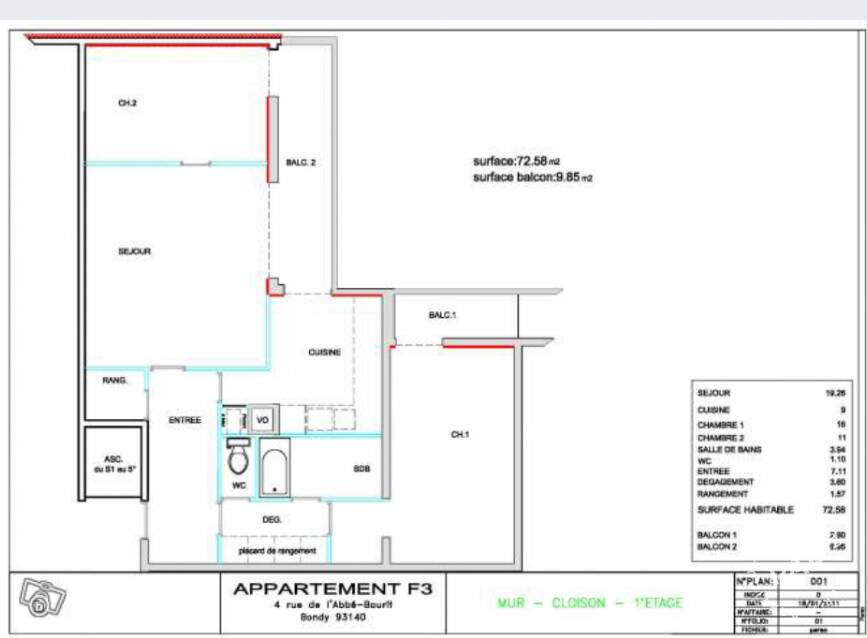 Appartement 3 pièces 73 m² · à Bondy · 73 m² · 185 000 €